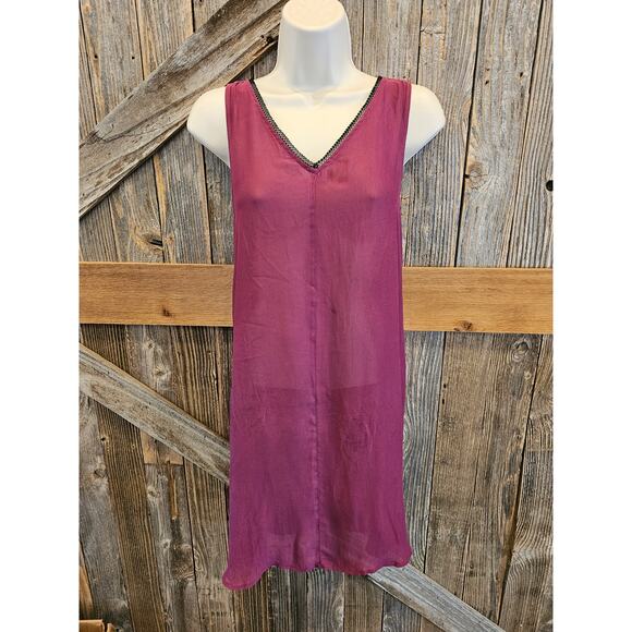 Logo lori goldstein layers size medium semi Sheer purple fuchsia tank tunic ^^ - Picture 1 of 7